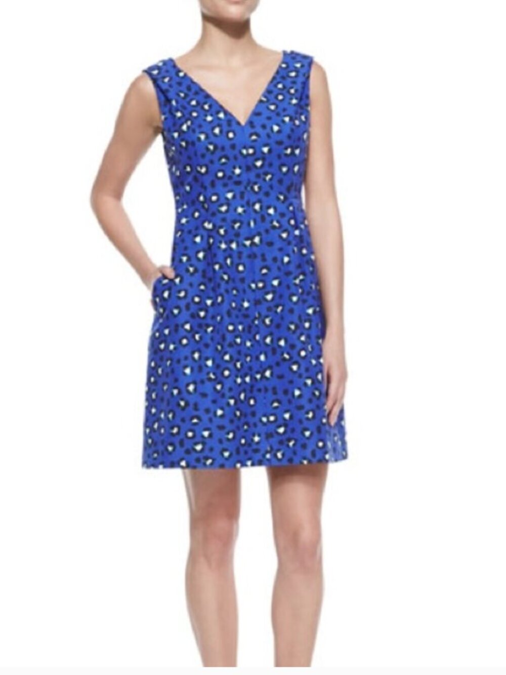 Kate Spade Dawson Dress Cyber Cheetah Midi Fit N Flare Blue Plus Size 14